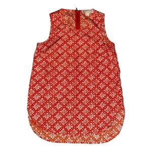 MICHEAL KORS SLEEVELESS ORANGE &WHITE HIGH-LOW HEMLINE TUNIC BLOUSE•S/XS•WOMEN’S